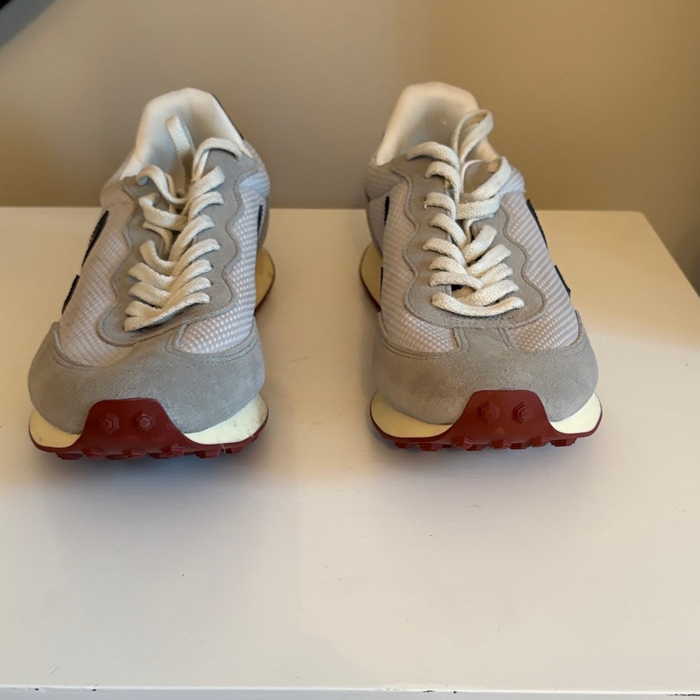 Veja Gray and White Sneakers with Black Accents